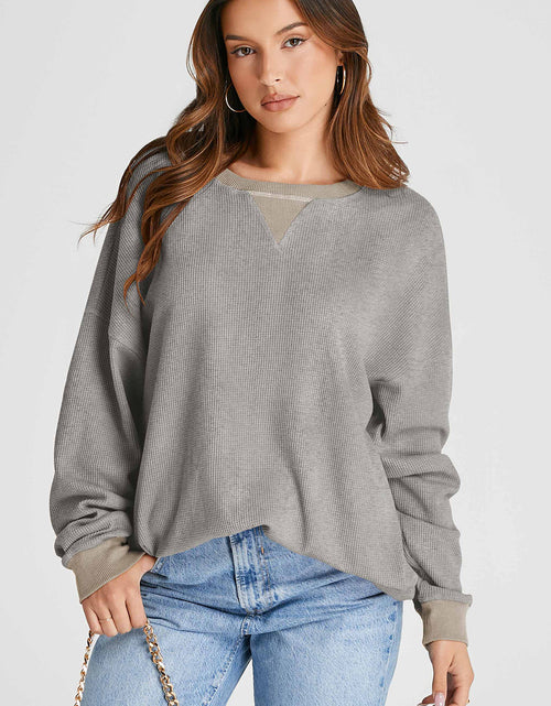Load image into Gallery viewer, Waffle-Knit Long Sleeve Sweatshirt
