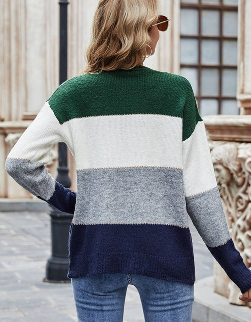 Load image into Gallery viewer, Woven Right Color Block V-Neck Button Down Cardigan
