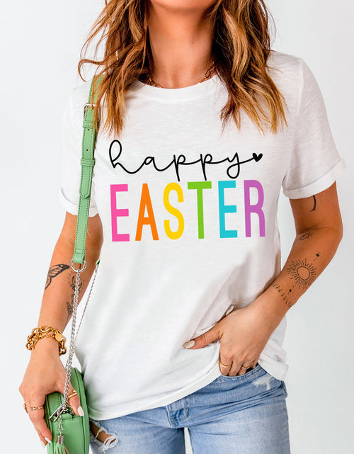 Load image into Gallery viewer, HAPPY EASTER Round Neck Short Sleeve T-Shirt
