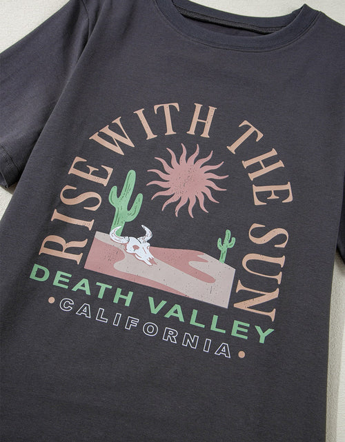 Load image into Gallery viewer, RISE WITH THE SUN Graphic Round Neck Short Sleeve T-Shirt
