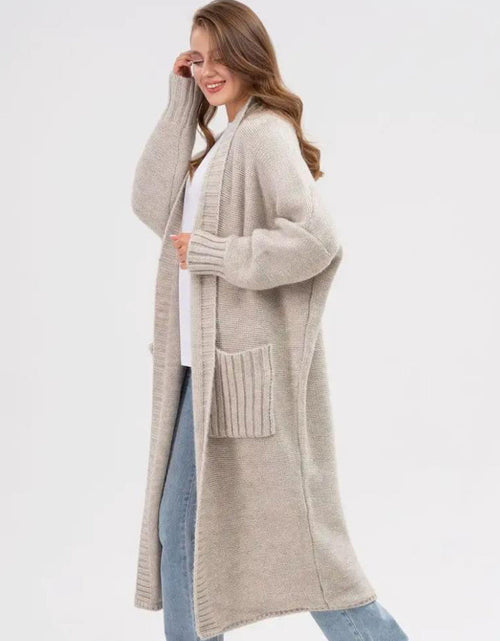 Load image into Gallery viewer, Pocketed Open Front Long Sleeve Longline Cardigan
