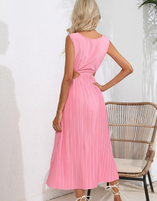 Load image into Gallery viewer, Cutout Ruched Round Neck Tank Dress
