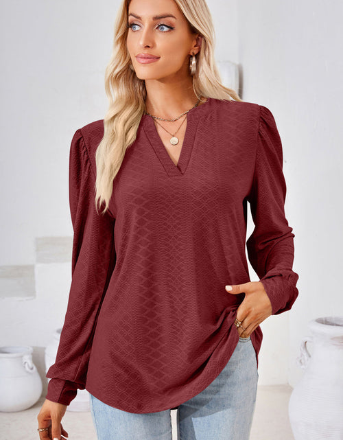 Load image into Gallery viewer, V-Neck Puff Sleeve Blouse
