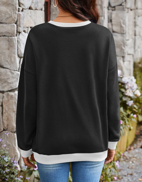 Load image into Gallery viewer, Lovelet Contrast Round Neck Long Sleeve Sweatshirt
