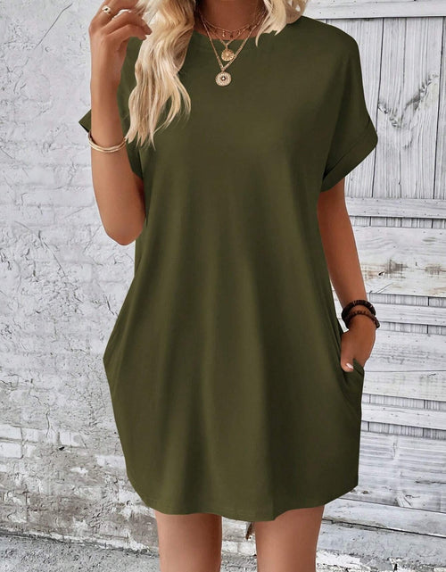 Load image into Gallery viewer, Round Neck Short Sleeve Mini Dress
