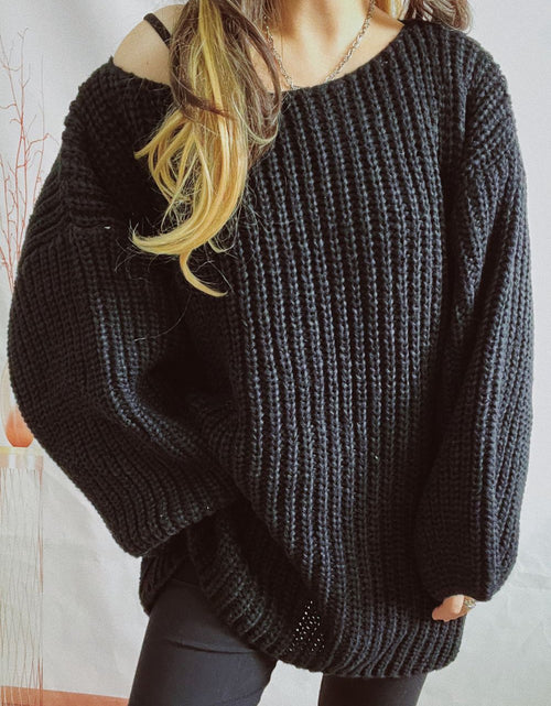Load image into Gallery viewer, Boat Neck Dropped Shoulder Mini Sweater Dress
