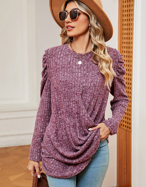 Load image into Gallery viewer, Round Neck Puff Sleeve T-Shirt
