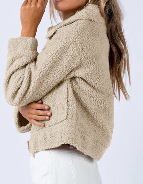 Load image into Gallery viewer, Long Sleeve Collared Neck Sherpa Jacket
