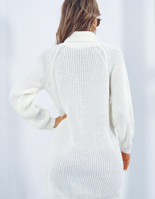 Load image into Gallery viewer, Buttoned Turtleneck Long Sleeve Sweater Dress
