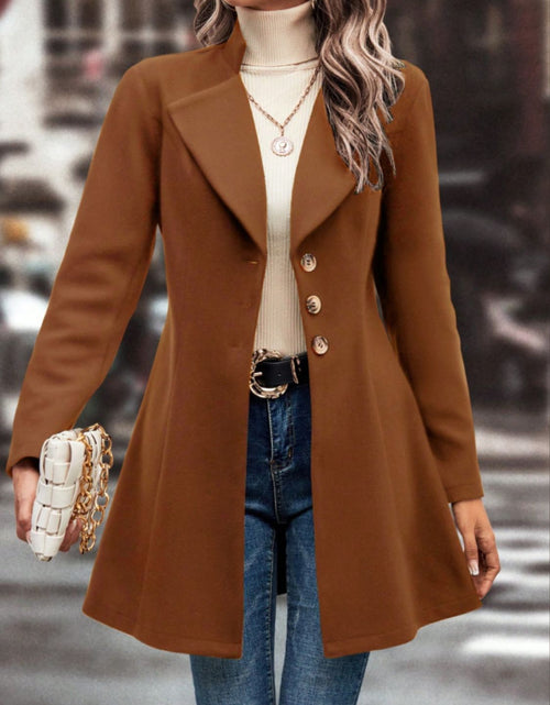 Load image into Gallery viewer, Collared Neck Button Up Long Sleeve Coat
