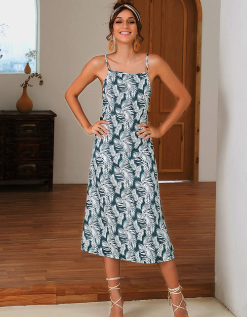 Load image into Gallery viewer, Slit Crisscross Printed Sleeveless Cami Dress
