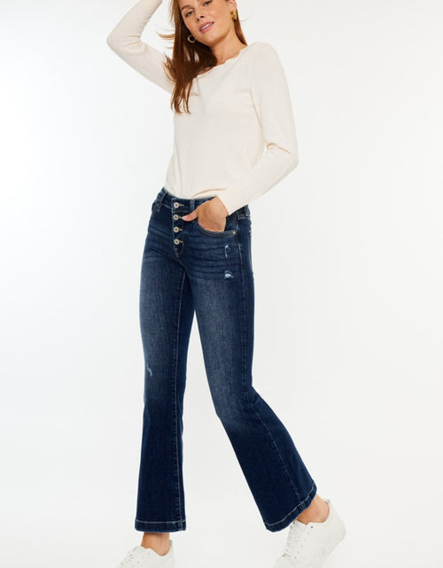 Load image into Gallery viewer, Kancan Mid Rise Button Fly Flare Jeans
