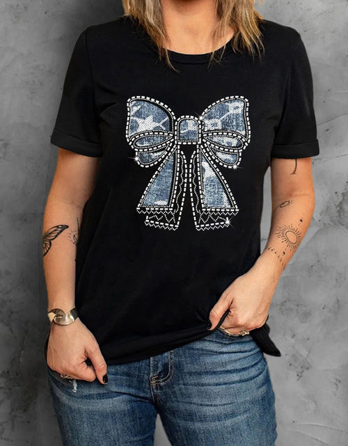 Load image into Gallery viewer, Bow Round Neck Short Sleeve T-Shirt
