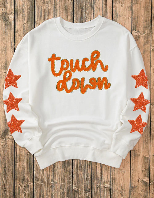 Load image into Gallery viewer, Letter &amp; Star Round Neck Long Sleeve Sweatshirt
