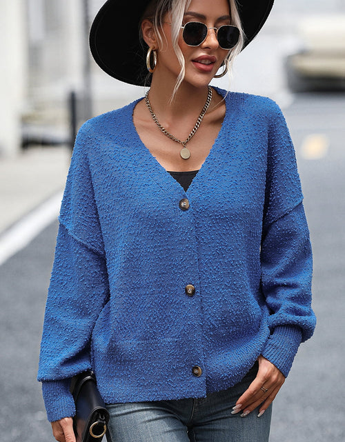 Load image into Gallery viewer, Button-Up Dropped Shoulder Cardigan
