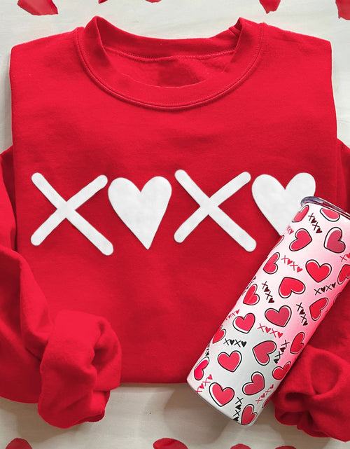 Load image into Gallery viewer, Valentine’s Day XOXO Round Neck Drop Shoulder Sweatshirt
