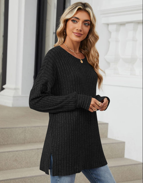 Load image into Gallery viewer, Ribbed Round Neck Long Sleeve T-Shirt
