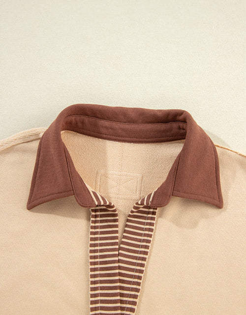 Load image into Gallery viewer, Color Block Johnny Collar Long Sleeve Sweatshirt

