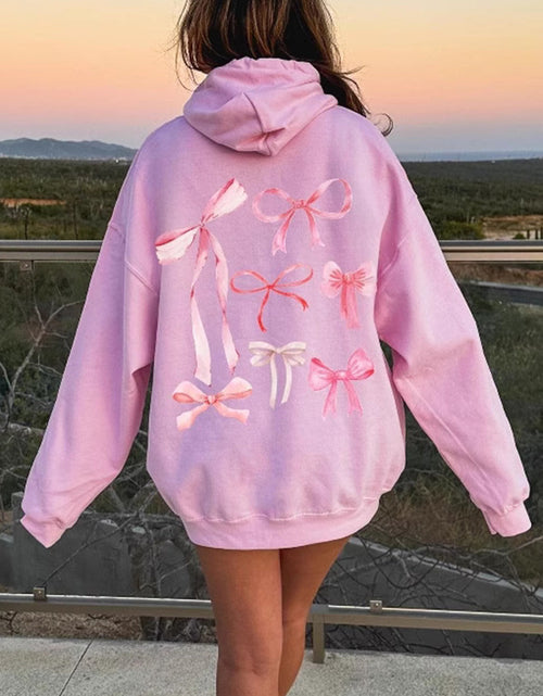 Load image into Gallery viewer, Bow Print Long Sleeve Hoodie

