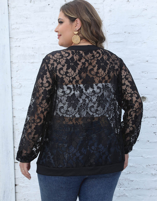 Load image into Gallery viewer, Plus Size Lace Open Front Cardigan

