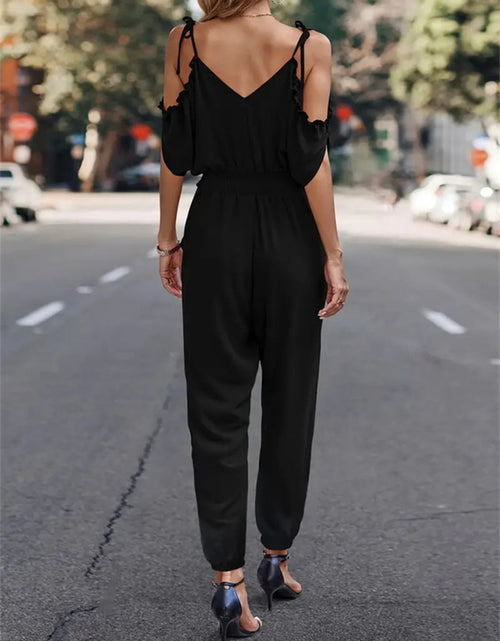 Load image into Gallery viewer, Surplice Tied Spaghetti Strap Jumpsuit
