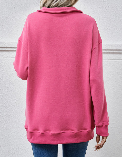 Load image into Gallery viewer, Collared Neck Dropped Shoulder Sweatshirt
