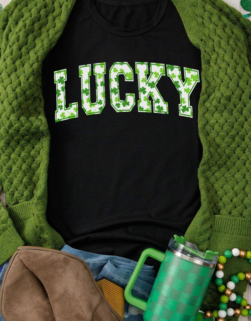 Load image into Gallery viewer, LUCKY Letter Clover Short Sleeve T-Shirt
