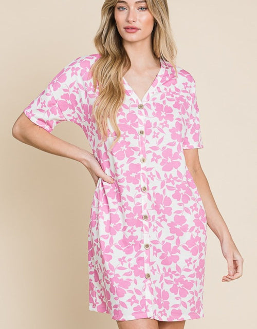 Load image into Gallery viewer, BOMBOM Floral Button Down Mini Dress
