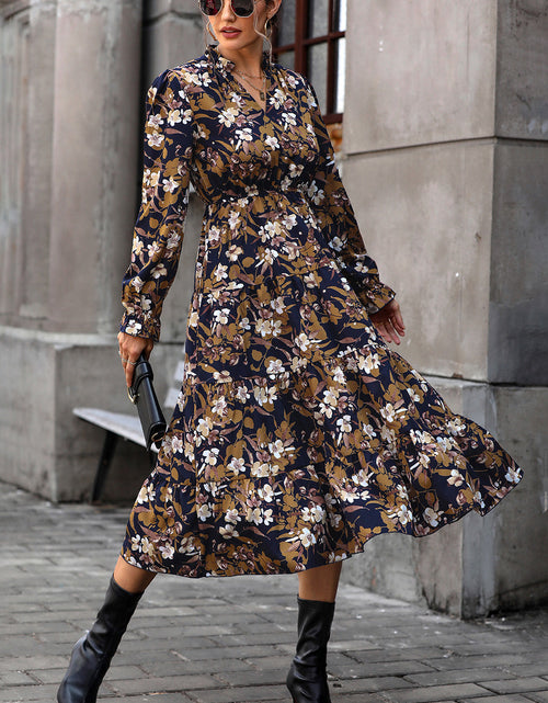 Load image into Gallery viewer, Perfee Floral Flounce Sleeve Tiered Dress
