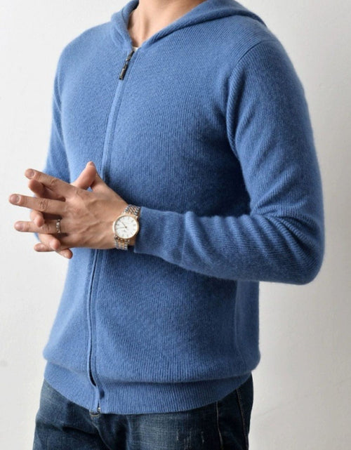 Load image into Gallery viewer, Men's Plus Size Zip Up Long Sleeve Hooded Cardigan
