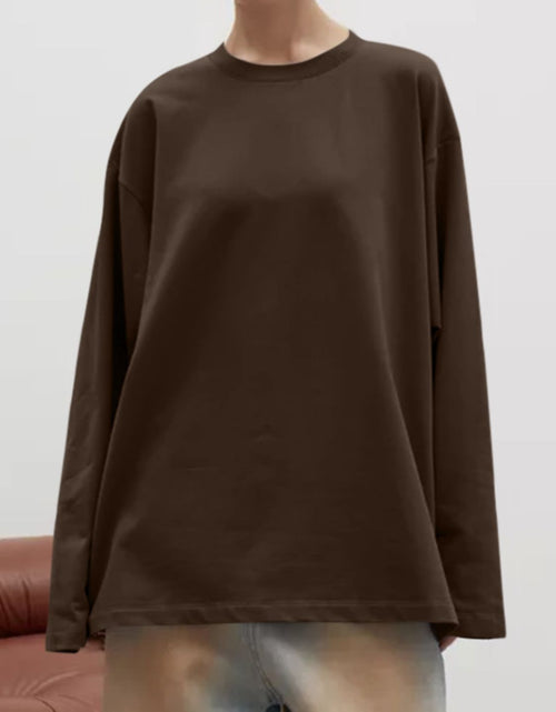 Load image into Gallery viewer, Round Neck Dropped Shoulder Long Sleeve T-Shirt

