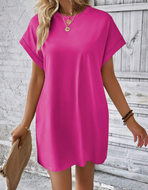 Load image into Gallery viewer, Round Neck Short Sleeve Mini Tee Dress with Pockets
