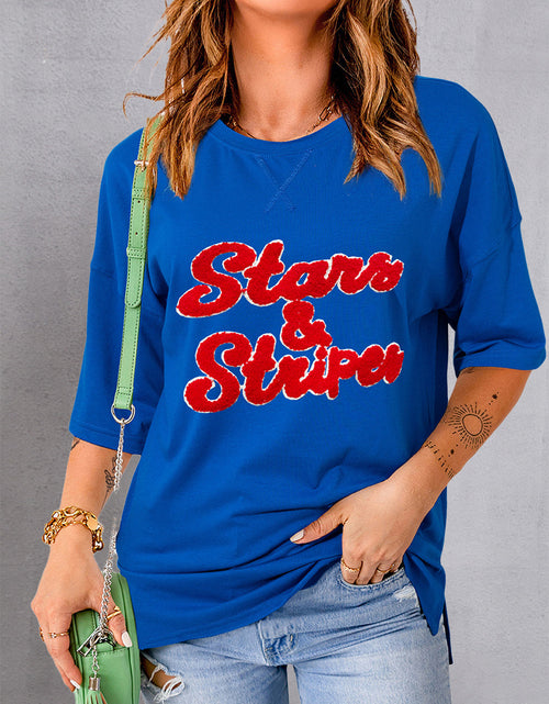 Load image into Gallery viewer, STARS &amp; STRIPES Round Neck Short Sleeve T-Shirt
