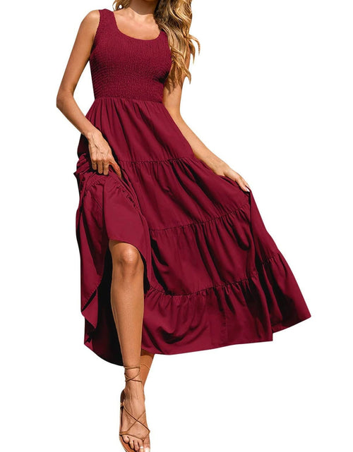 Load image into Gallery viewer, Tiered Smocked Wide Strap Dress
