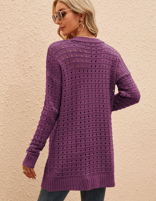 Load image into Gallery viewer, Openwork Horizontal Ribbing Open Front Cardigan
