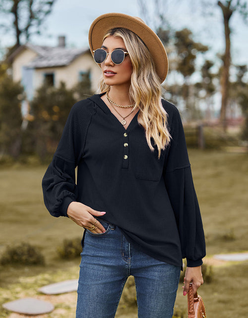 Load image into Gallery viewer, Dropped Shoulder Button-Down Hoodie
