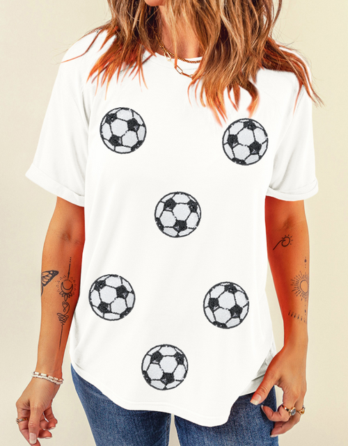 Load image into Gallery viewer, Football Round Neck Short Sleeve T Shirt
