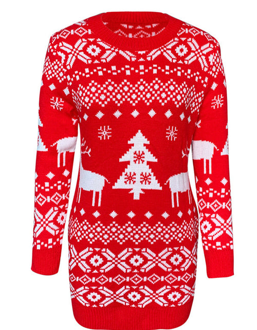 Load image into Gallery viewer, Christmas Element Round Neck Mini Sweater Dress
