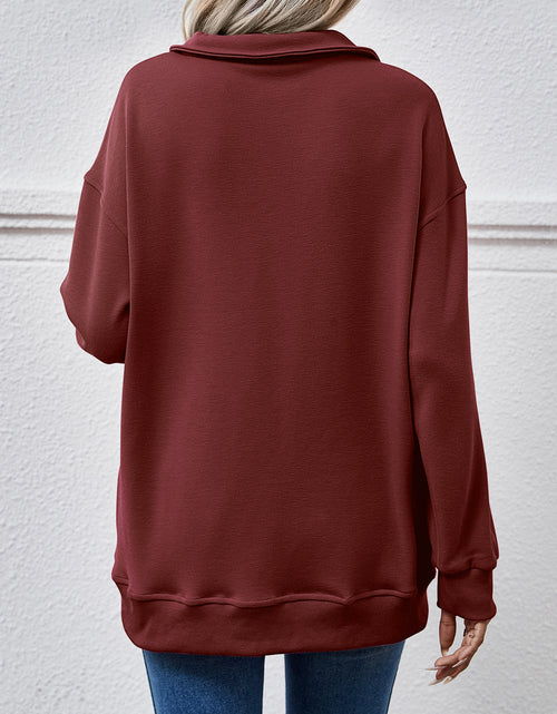 Load image into Gallery viewer, Collared Neck Dropped Shoulder Sweatshirt
