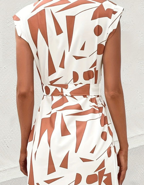 Load image into Gallery viewer, Printed Cap Sleeve Tie Waist Dress
