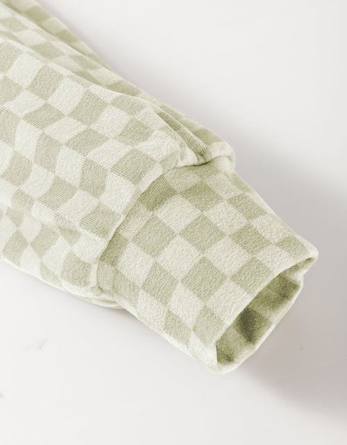 Load image into Gallery viewer, Checkered Print Kangaroo Pocket Drawstring Hoodie
