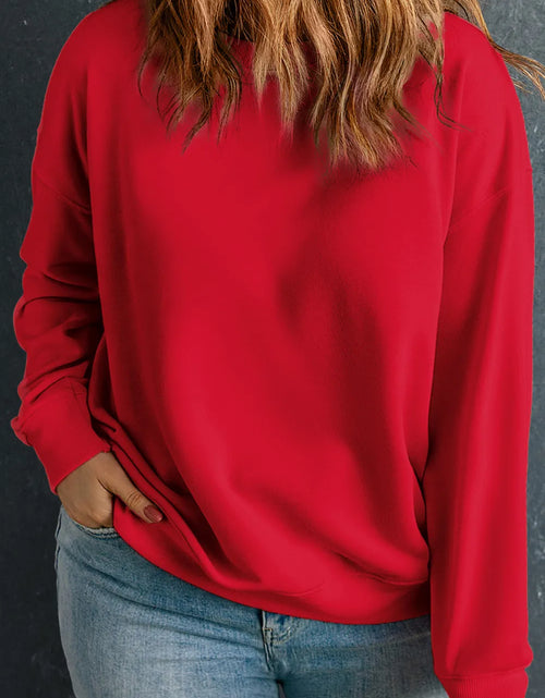 Load image into Gallery viewer, Plus Size Round Neck Long Sleeve Sweatshirt
