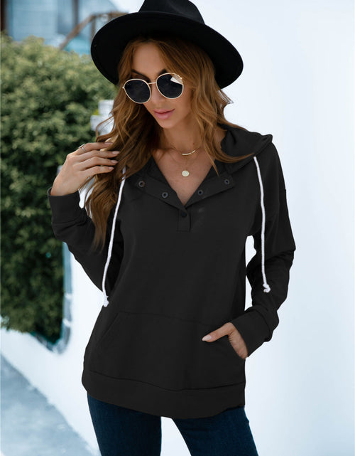 Load image into Gallery viewer, Quarter Snap Drawstring Hoodie with Kangaroo Pocket
