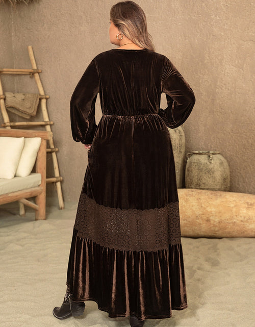 Load image into Gallery viewer, Plus Size V-Neck Balloon Sleeve Maxi Dress
