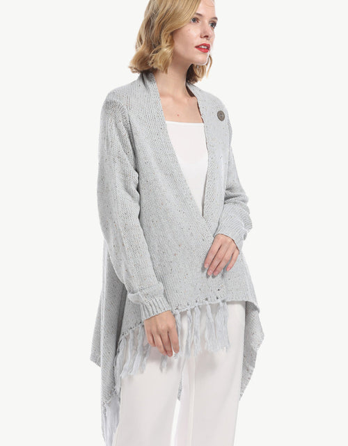 Load image into Gallery viewer, Angel Wings One-Button Tassel Tie Asymmetrical Hem Cardigan
