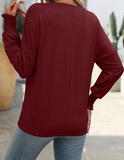 Load image into Gallery viewer, Mandy Textured Notched Lantern Sleeve T-Shirt
