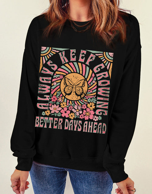 Load image into Gallery viewer, Graphic Round Neck Long Sleeve Sweatshirt
