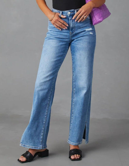 Load image into Gallery viewer, Slit Buttoned Jeans with Pockets
