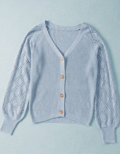 Load image into Gallery viewer, Openwork V-Neck Button Up Cardigan
