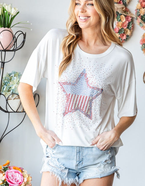 Load image into Gallery viewer, Heimish Full Size Star Patch Short Sleeve T-Shirt
